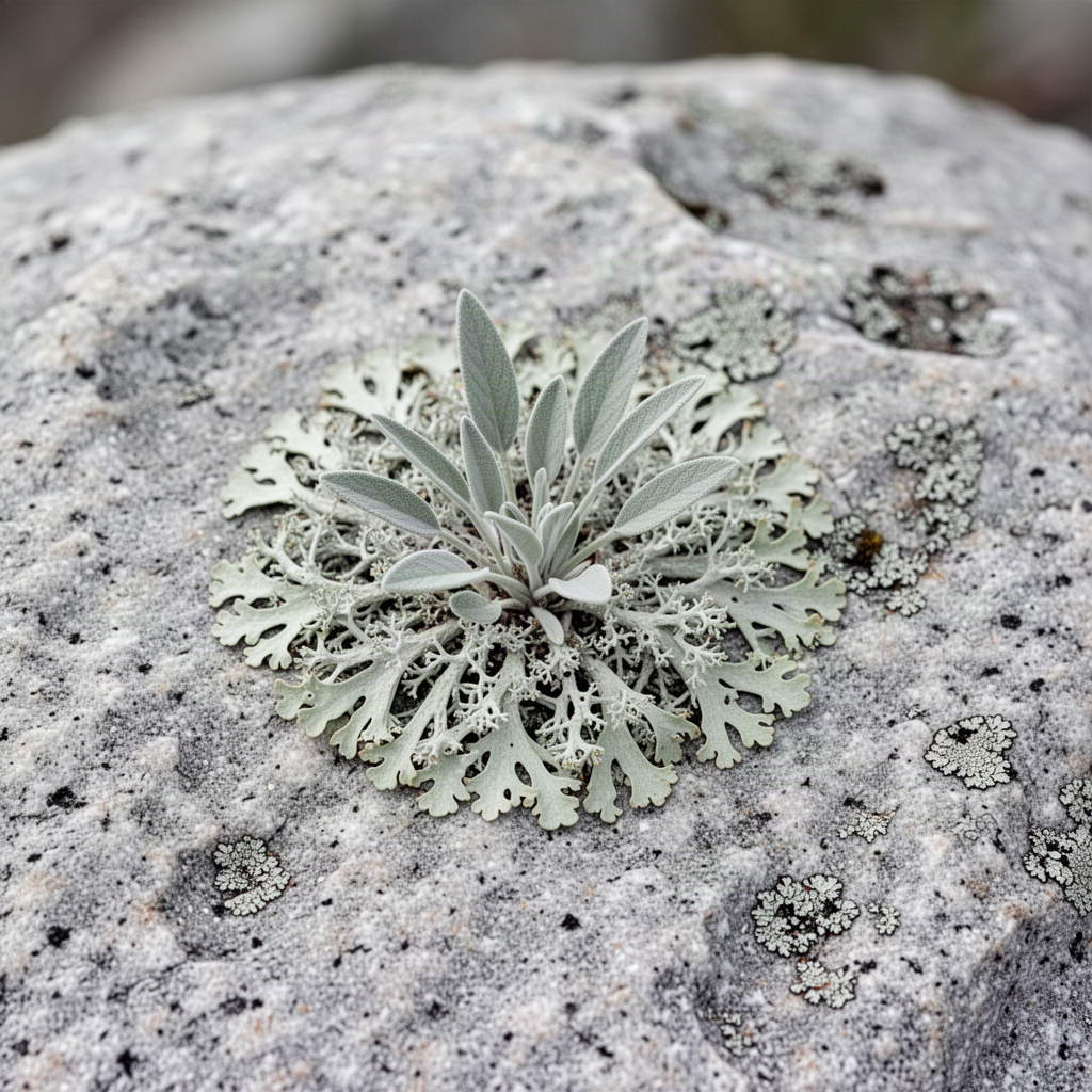 Pale lichen on grey granite